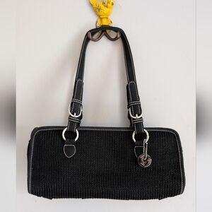 The Sak Black Knit Look Crochet Shoulder Hobo Bag